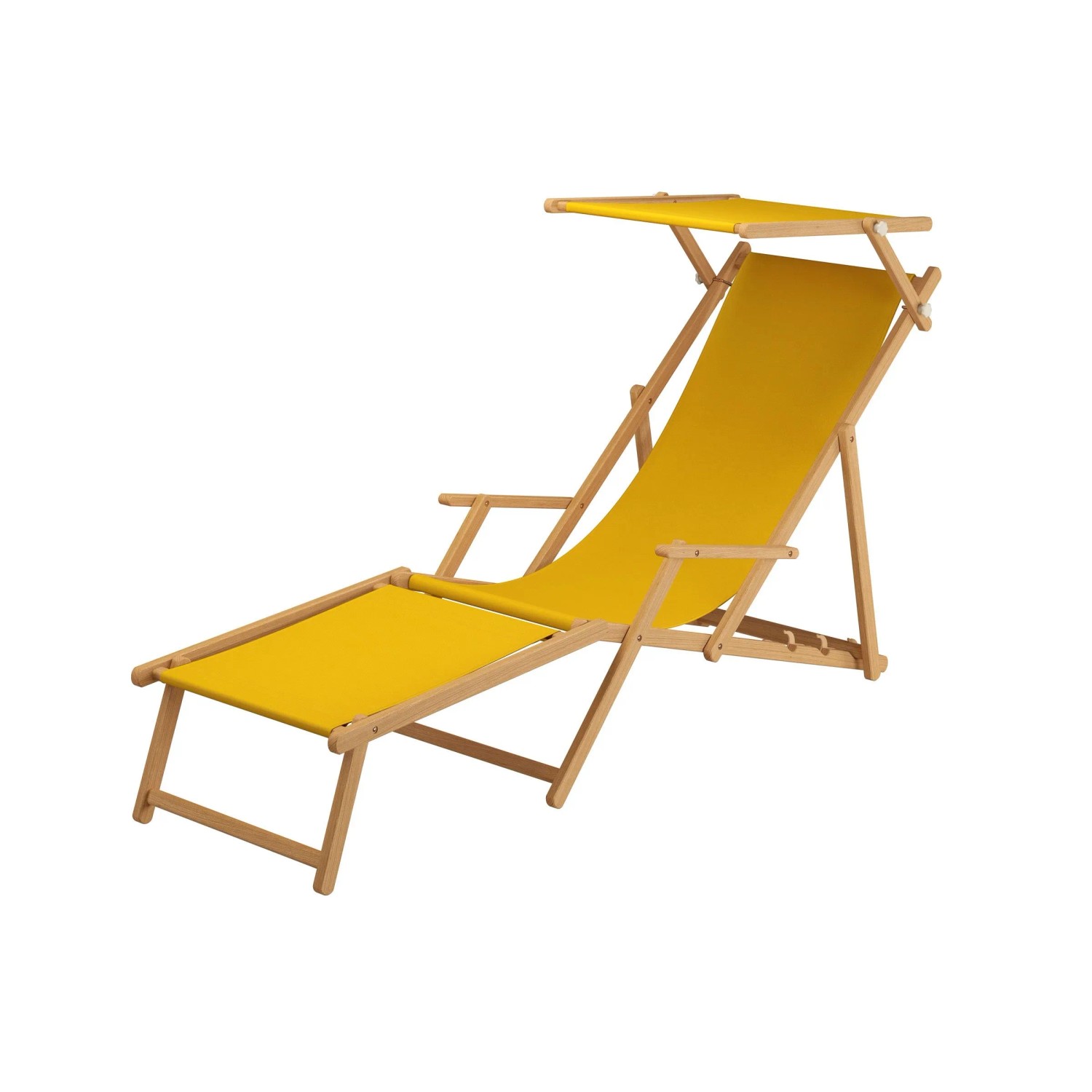 Erst-Holz Heller Buchenholz-Liegestuhl Holzklappstuhl Stofffarbe Gelb 10-30 günstig online kaufen
