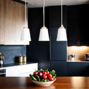 Licht-Erlebnisse Pendelleuchte 3-Flammig E27 Weiß 66 cm Breit Skandinavisch Metall Holz