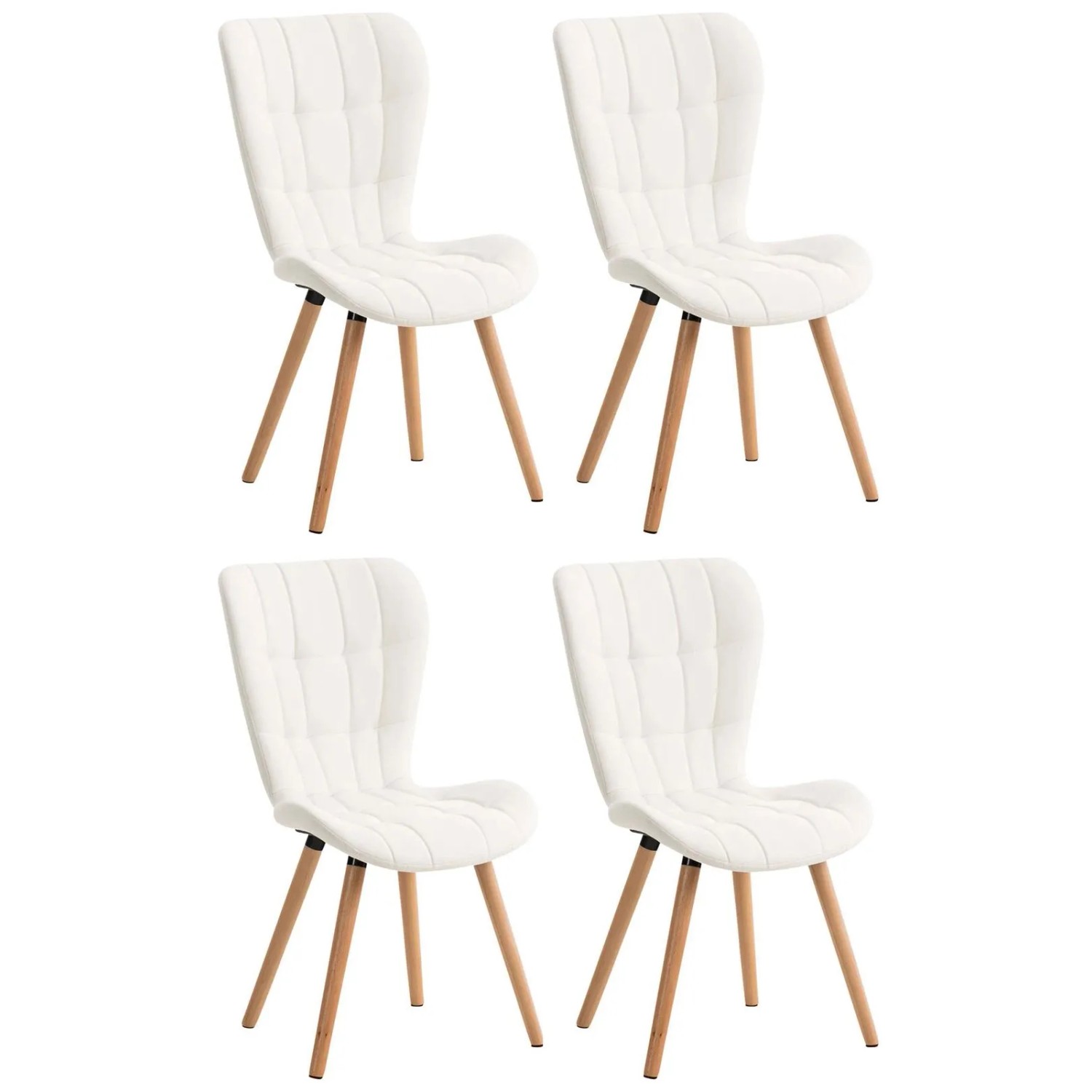 DELUKE 4er Set Esszimmerstuhl CUVER Kunstleder Weiß 50x63x88cm Essstühle Esszimmerstühle Küchenstühle Wohnzimmerstühle