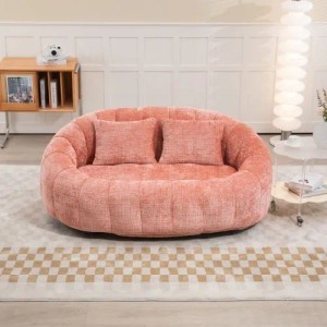 PXloue Stoffsofa Sofa Couches mit 2 Kissen Chenille Schaumfüllung 150 kg Rosa