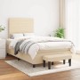 Cremefarbenes vidaXL Boxspringbett (120x190 cm) mit Matratze und Bank, Stoffbezug.