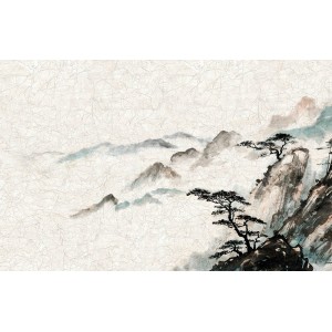 Marburg Fototapete Smart Art Gallery 4, grafisches Berg-Motiv in Grau-Beige.