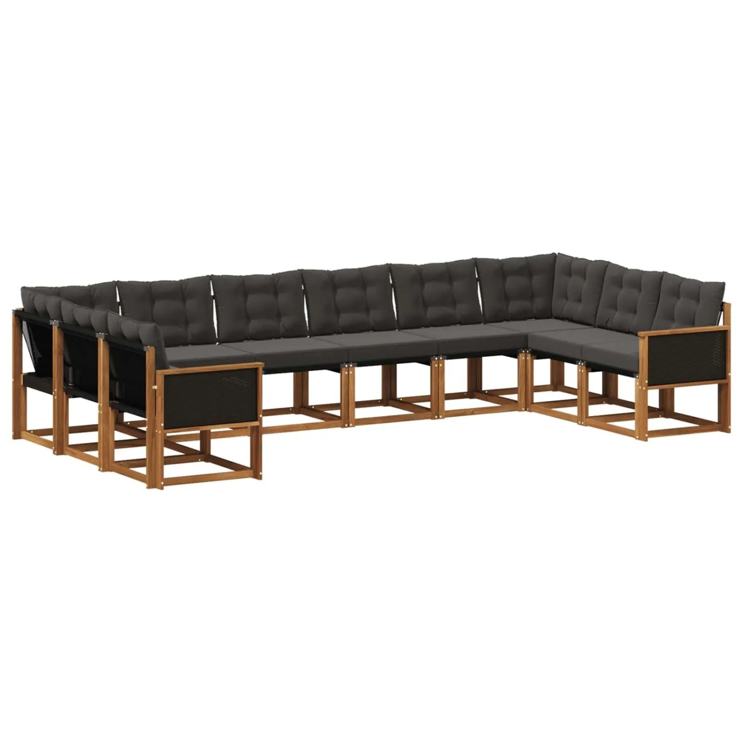 vidaXL Outdoor-Sofagarnitur mit Kissen 10 Stk Natur und Schwarz 3382232
