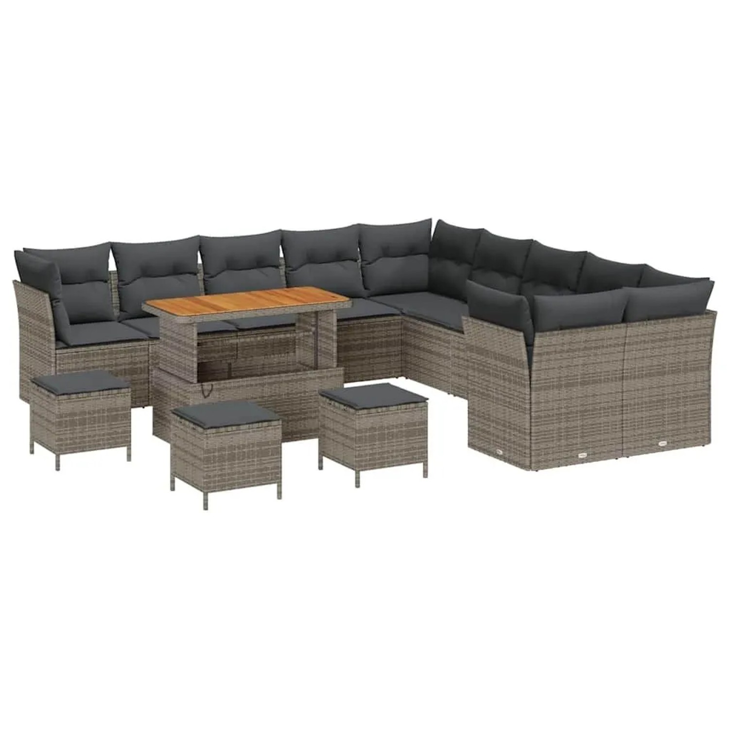 vidaXL Gartensofa-set mit Kissen 14-Tlg Grau Poly-Rattan 3363503 günstig online kaufen