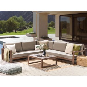 Beliani Lounge Set TIMOR in Taupe (252x252x72) mit Couchtisch für den Garten.