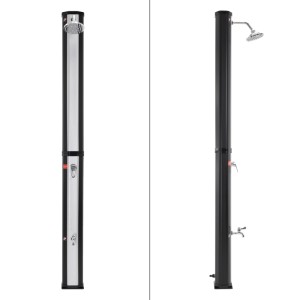 ECD Germany Solardusche, 35L, eckig, mit Fußdusche, Duschkopf, silber-schwarz. Ideal für Garten und Pool.