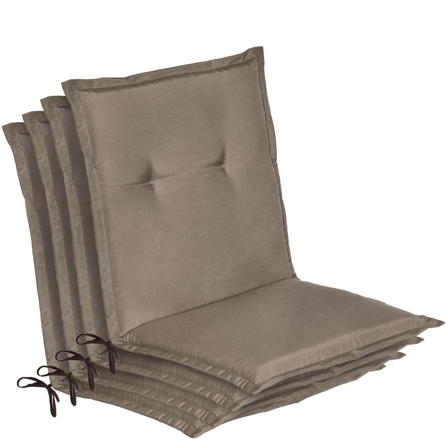 Beautissu 4er Set Niedriglehner Auflage Gartenstuhl Loft NL 100x50x6cm Taupe
