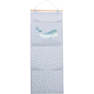 Blaue Hängeaufbewahrung Under The Sea mit Wal-Motiv, 3 Fächer, 30x75 cm. Ideal für Kinderzimmer.
