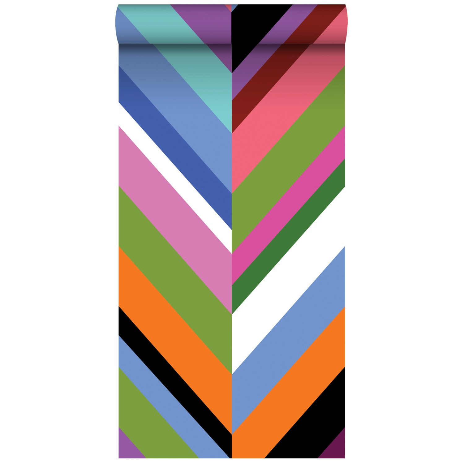 ESTAhome XXL-Vliestapete Zickzack-Motiv Grün Rosa Lila und Blau 50 x 900 cm günstig online kaufen