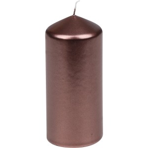 Schoko-farbene Steinhart Stumpenkerze Edelglanz, 13 cm hoch, für stimmungsvolles Licht.