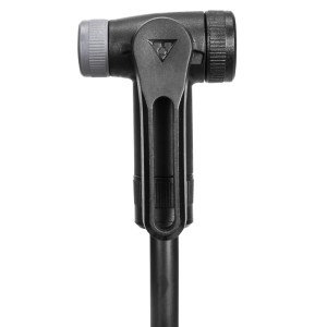 Schwarzer Topeak TwinHead DX5 Pumpenkopf der JoeBlow Sport 2Stage Fahrradpumpe.