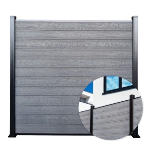 KARAT WPC Sichtschutzzaun Kronos Komplettset, 180x180 cm, Ash Grey. Gartenzaun mit Aluminium-Pfosten.