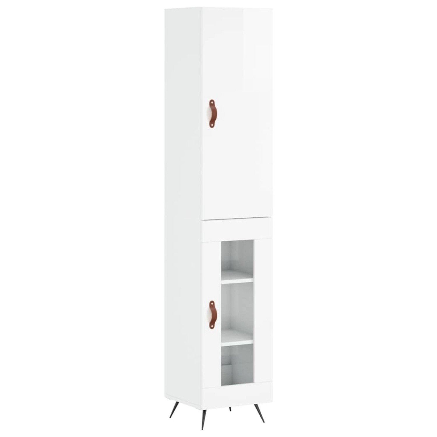 vidaXL Highboard Hochglanz-Weiß 34,5x34x180 cm Holzwerkstoff 3199019 günstig online kaufen