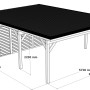 Holzbrüder Doppelcarport Ralf mit Geräteraum, naturbelassen, mit Maßen.
