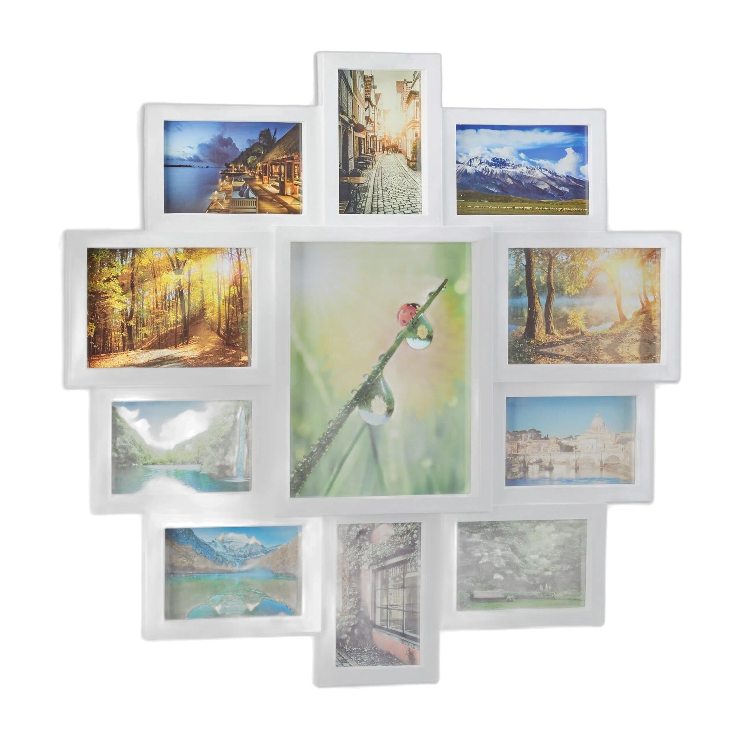 Relaxdays Bilderrahmen Collage Kunststoff Weiß 61,5 cm x 61,5 cm x 2 cm 1,7 kg