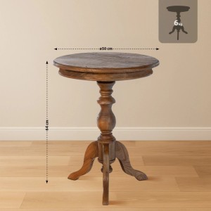 CLP Beistelltisch Wiva, braun, aus Holz. Runder Wohnzimmertisch, 50 cm Durchmesser, 64 cm hoch.