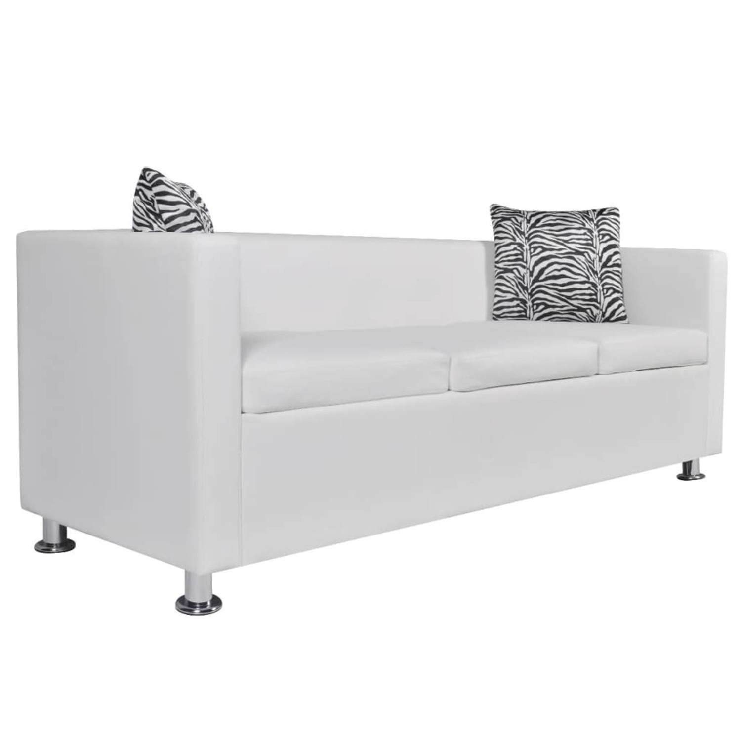vidaXL 3-Sitzer-Sofa Kunstleder Weiß günstig online kaufen