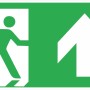 Nachleuchtendes Fluchtwegschild mit Pfeil nach oben, 30x15 cm, für den Notfall.