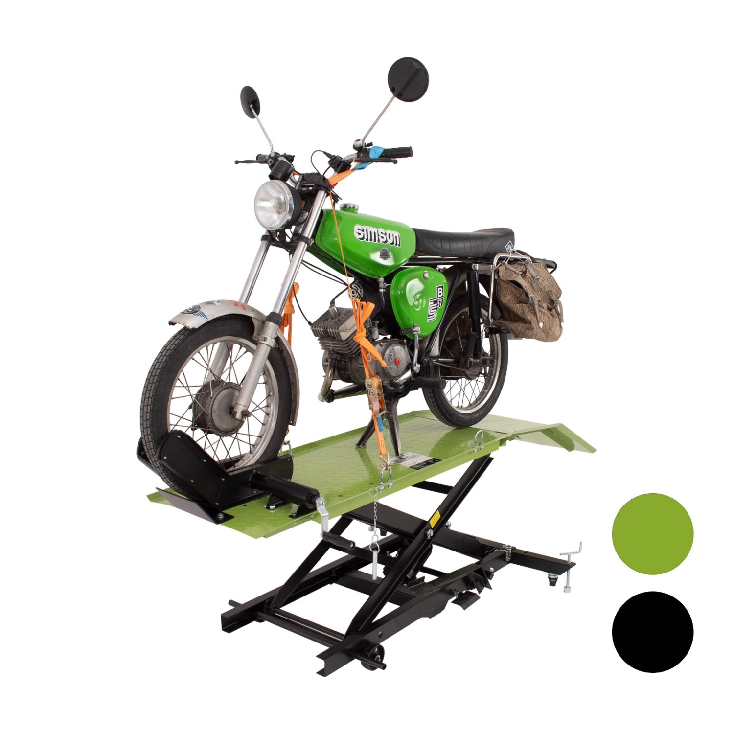 TRUTZHOLM Hydraulische Motorradhebebühne XL 560 kg Breite 60,5 cm Schwarz Grün