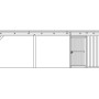 Skizze Skan Holz Einzelcarport Emsland mit Abstellraum, Maße 404x846cm, Flachdach.