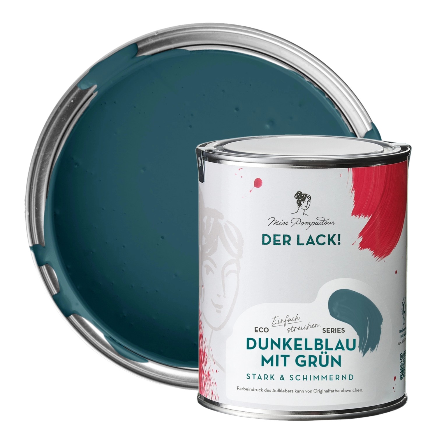 Thumbnail - MissPompadour Holzfarbe Dunkelblau mit Grün 1L Seidenmatte Möbelfarbe Innen & Außen
