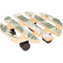 Wagner Multi Roller GH0641, Rolluntersetzer aus Holz mit tropischem Blattmuster und schwarzen Rollen.