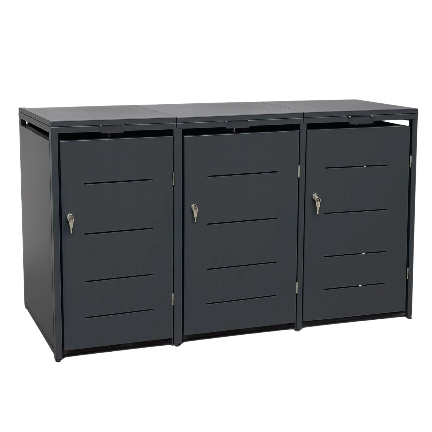 osoltus Metall Mülltonnenbox 3er Mülltonnenverkleidung 196x118 Cm Conta Anthrazit