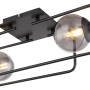 Moderne, 2-flammige Globo Deckenleuchte Blama in Schwarz matt mit rauchfarbenen Glasschirmen.