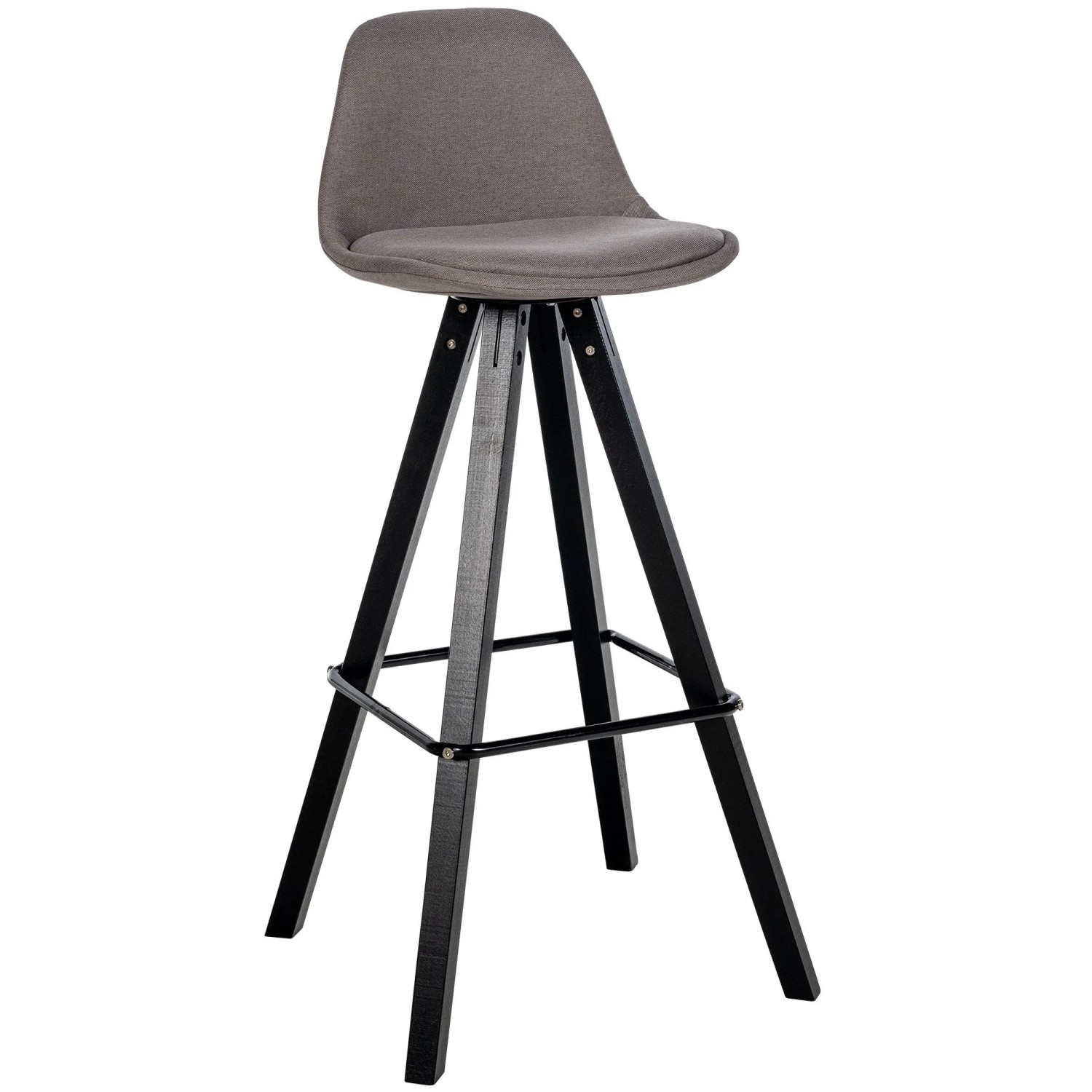 DELUKE Barhocker PALMA Taupe Stoff Schwarz Ablage Schwarz Barstuhl Mit Lehne Tresenhocker Tresenstuhl