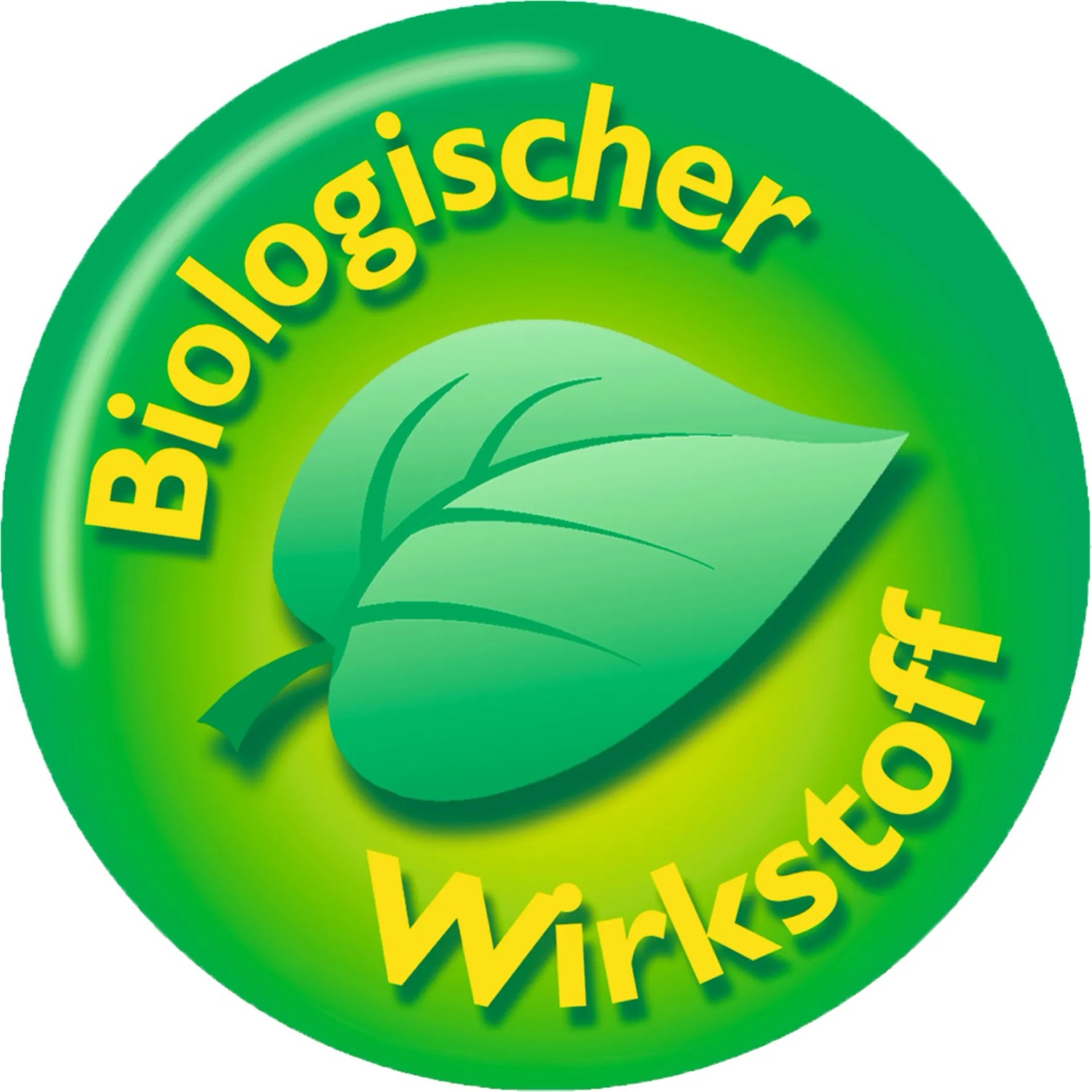 Symbol für biologische Stechmückenbekämpfung mit Blatt und Schriftzug auf grünem Grund.