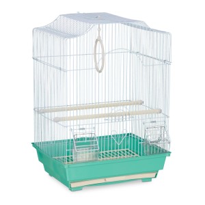 Relaxdays Vogelkäfig Stahl Grün mit Sitzstangen 49,5 cm x 35 cm x 32 cm 1,5 kg