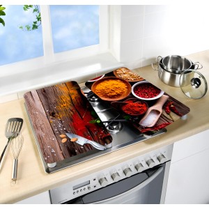 Wenko Herdabdeckplatten Gewürze, 2er Set, mehrfarbig, auf einem Herd.
