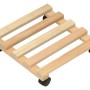 Eckiger Pflanzenroller aus Buche, 35x35 cm, mit Rollen zum einfachen Verschieben von Pflanzen.
