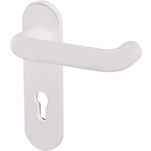 Weiße Alpertec Kurzschild-Garnitur aus Nylon für Profilzylinder.