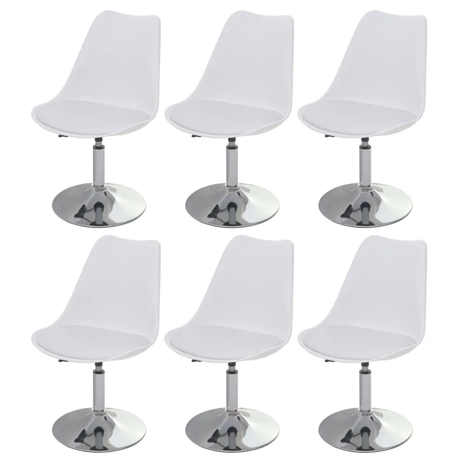 MCW Esszimmerstuhl Vaasa T501 6er-Set Weiß Chromfuß
