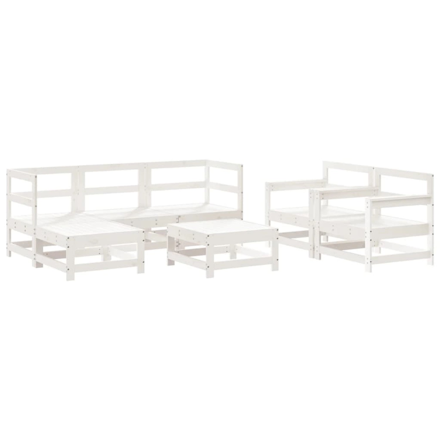 vidaXL 7-Tlg Garten-Lounge-Set Weiß Massivholz Kiefer 3186243