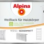 Dose Alpina Heizkörperlack Weiß seidenmatt, 300ml, mit Abbildungen von Heizkörpern.