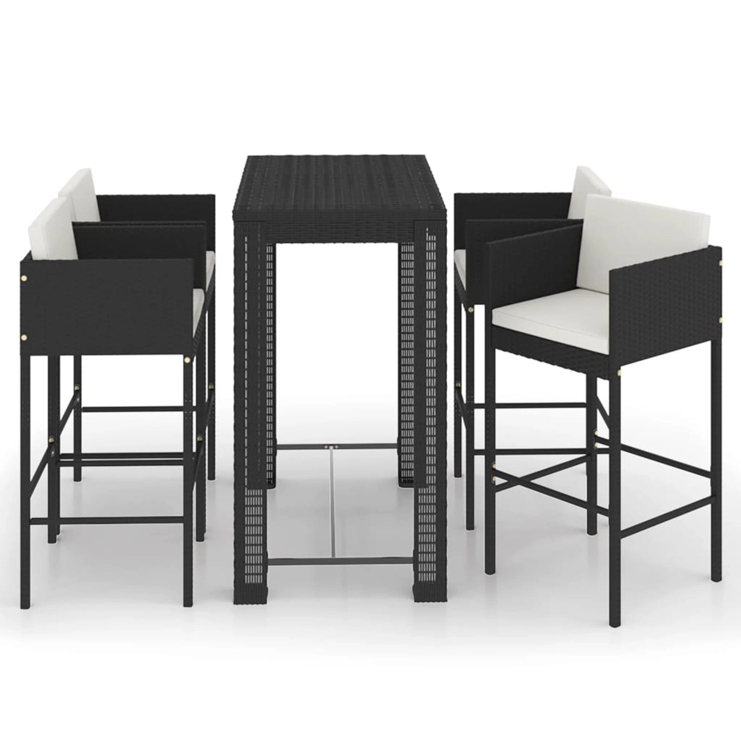 vidaXL 5-tlg Gartenbar-Set mit Kissen Poly Rattan Schwarz Modell 20