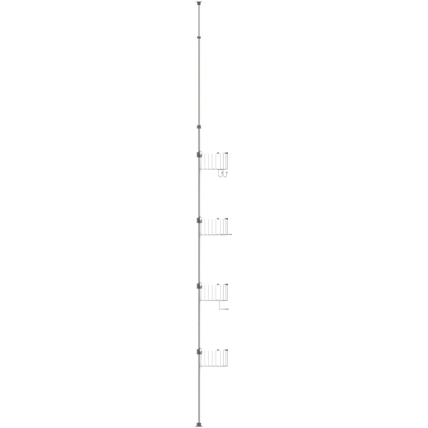 Eisl Teleskop Duschablage Ecke mit 4 verchromten Duschkörben aus Edelstahl.