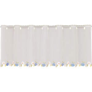 Neusser Collection Panneau Olivia, 45x135 cm, weiß-blauer Fenstervorhang mit Blumenmuster.