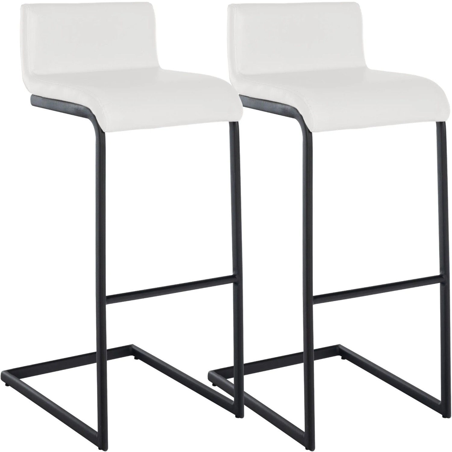 CLP 2er Set Barhocker Newport Schwarzes Metallgestell Weiß/Kunstleder