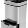 Hailo Öko Vario XL Mülleimer mit Sensor, Edelstahl, 25+25+4 Liter, Deckel geöffnet.