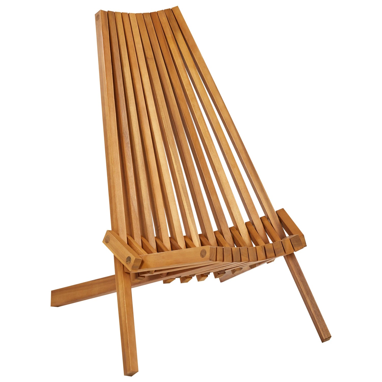 Klappbarer Gartenstuhl aus hellem Akazienholz mit Lattenrost-Design. Teil des Beliani Bistro Sets BELLANO.
