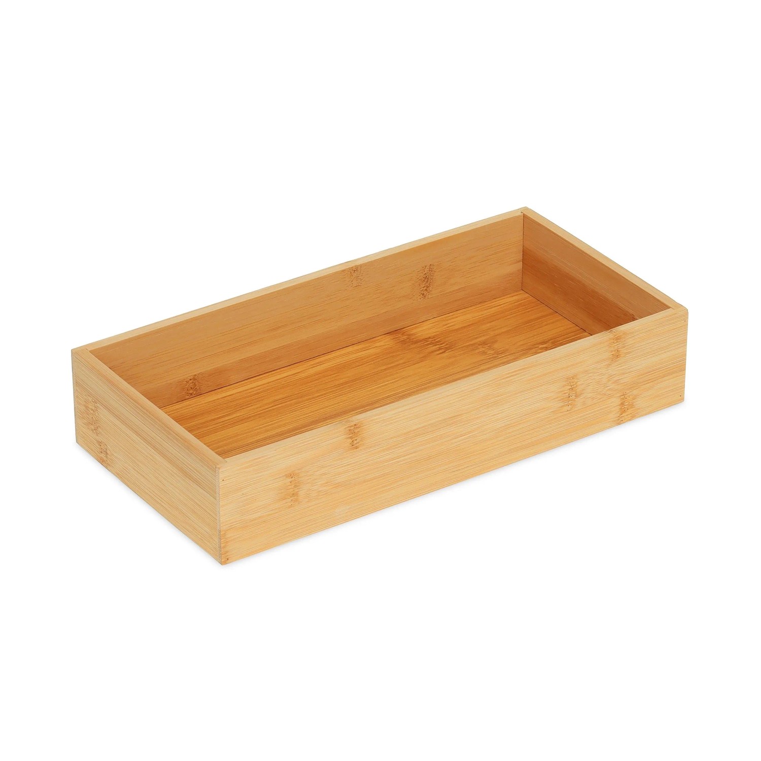 Relaxdays Ordnungsbox Bambus Natur Flach 6 cm x 30 cm x 15 cm 330 g