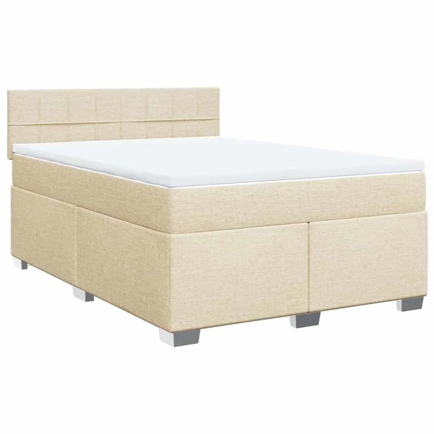 vidaXL Boxspringbett mit Matratze Creme 140x190 cm Stoff 3285888