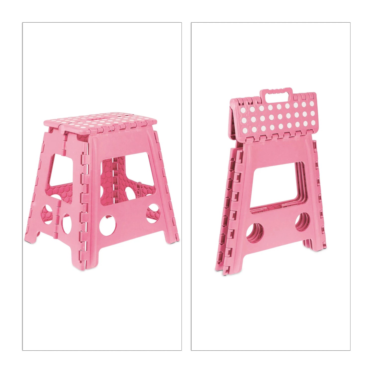 Relaxdays Klapphocker Kunststoff Pink Faltbar Rutschfest 39 cm x 39 cm x 32 cm 1,5 kg