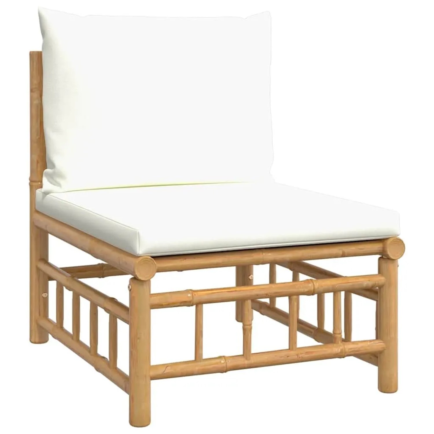 vidaXL Garten-Mittelsofa mit Cremeweißen Kissen Bambus 362301