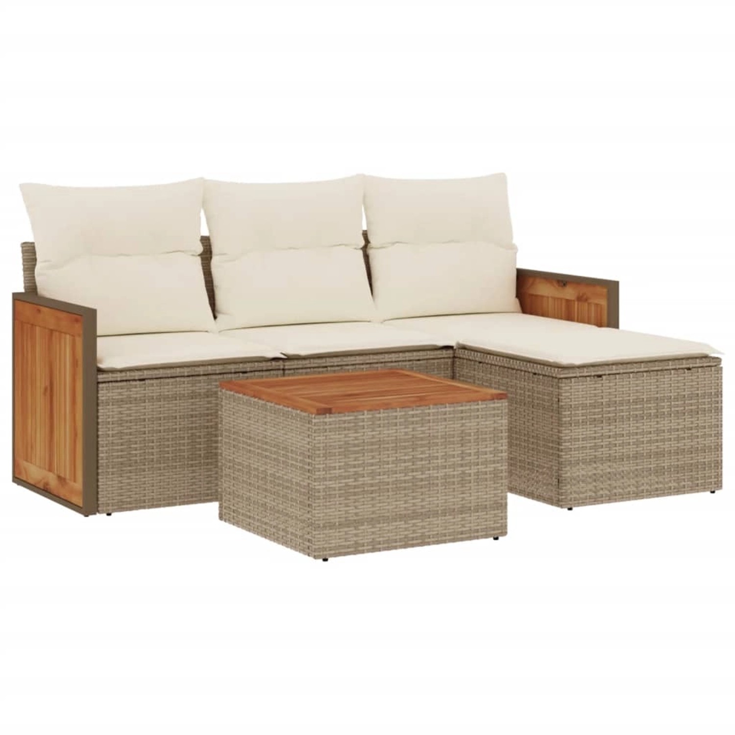 vidaXL 5-Tlg Garten-Sofagarnitur mit Kissen Beige Poly Rattan 3227591 günstig online kaufen