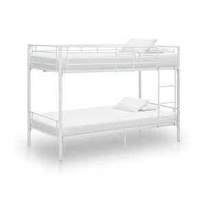 Weißes Metall Etagenbett 90x200 cm mit Leiter. Ideal für Kinderzimmer.