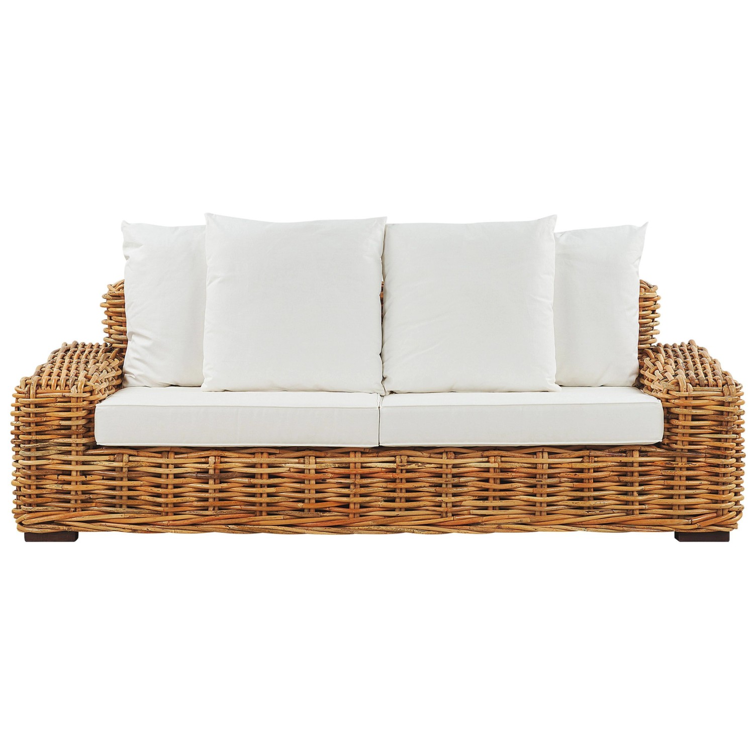 Beliani Gartensofa Naturfarben Beige Weiss 94x218x67